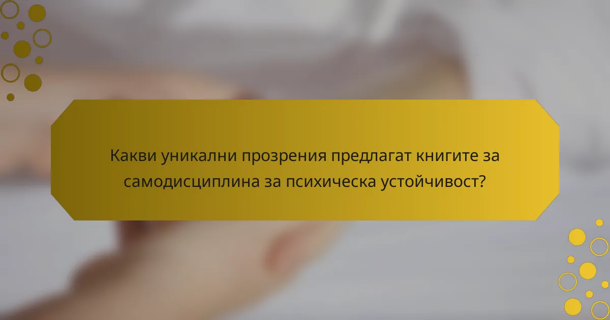 Какви уникални прозрения предлагат книгите за самодисциплина за психическа устойчивост?